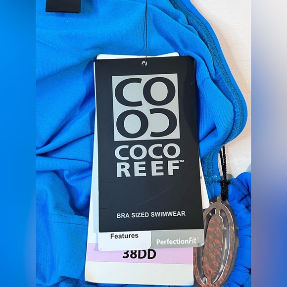 COCO REEF Tankini Swimsuit with Hardware Detail, Color Cobalt, Size 38DD, NWT - Picture 7 of 14